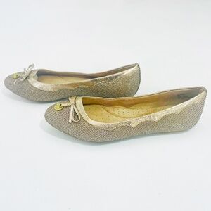 White Mountain: Sparkly, metallic gold ballet flats; padded insole. Size 7.5.